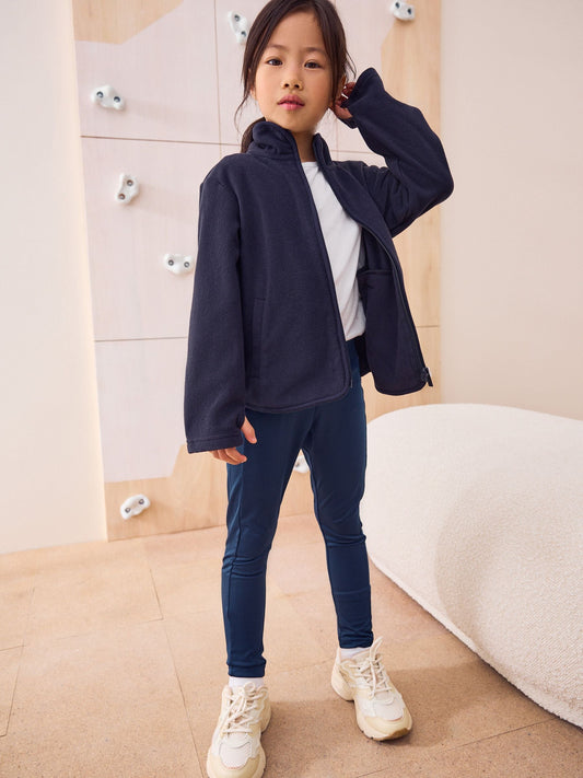 Navy Blue Zip-Up Fleece Jacket With Pockets (3-16yrs)