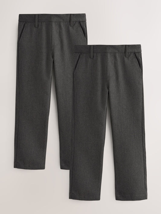 Disney Kidz - Grey Straight Leg Pull On Waist School Trousers 2 Pack (3-17yrs) image 1