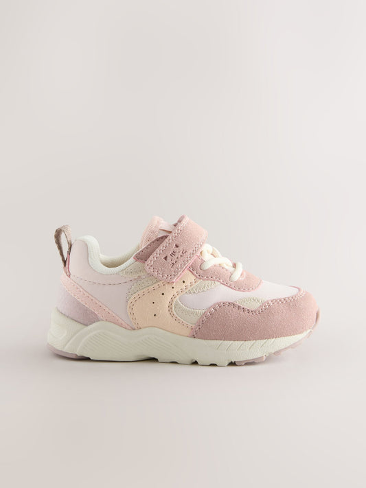 Pink Standard Fit (F) Elastic Lace Touch Fasten Trainers image 2