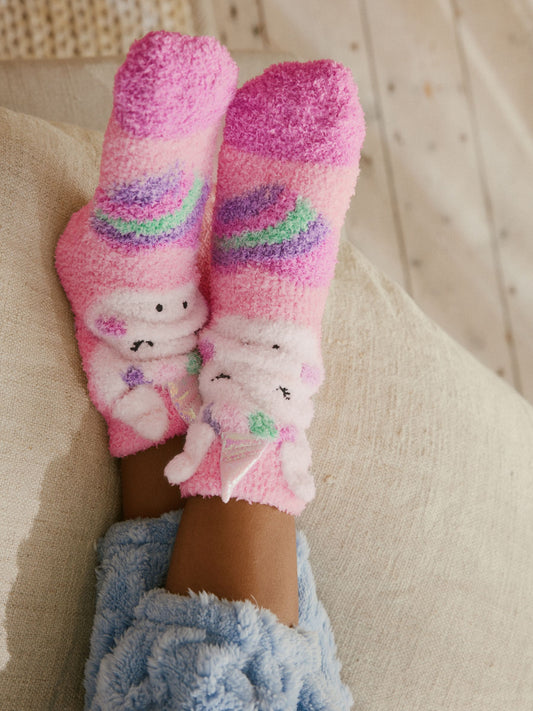 Pink Unicorn Christmas Cosy Ankle Socks image 3
