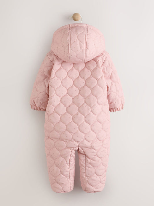 Pink Baby Quilted Nylon Pramsuit (0mths-2yrs)