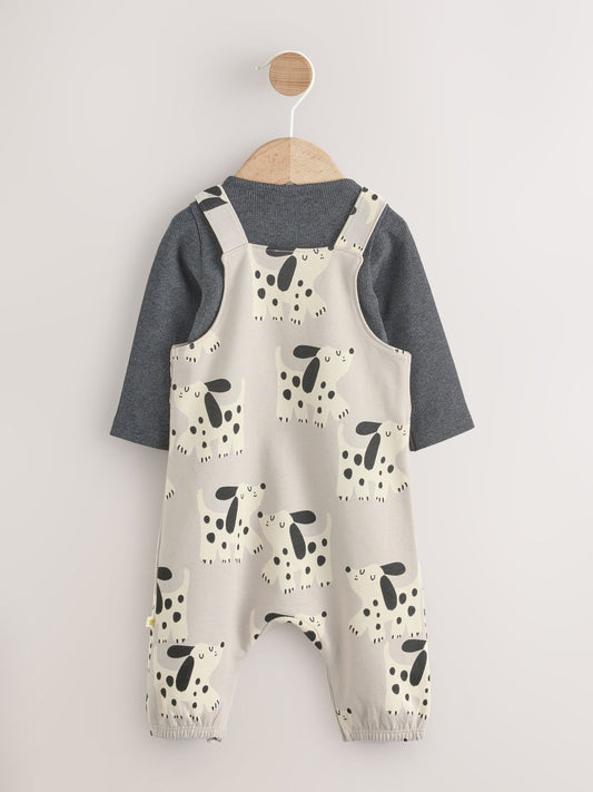 Mono Dog Jersey Dungarees And Bodysuit Baby Set (0mths-2yrs)