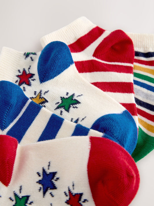 Rainbow Stripe/Star Cotton Rich Trainer Socks 7 Pack image 3