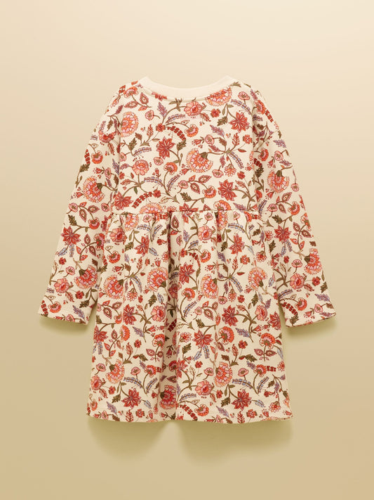 Joules Girls' Emma Cream Floral Long Sleeve Sweater Dress image 2