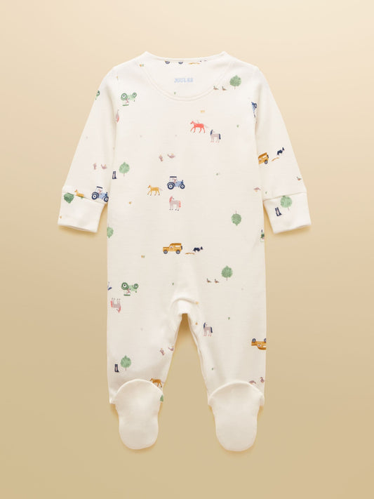 Joules Razamataz Cream Cotton Babygrow image 2