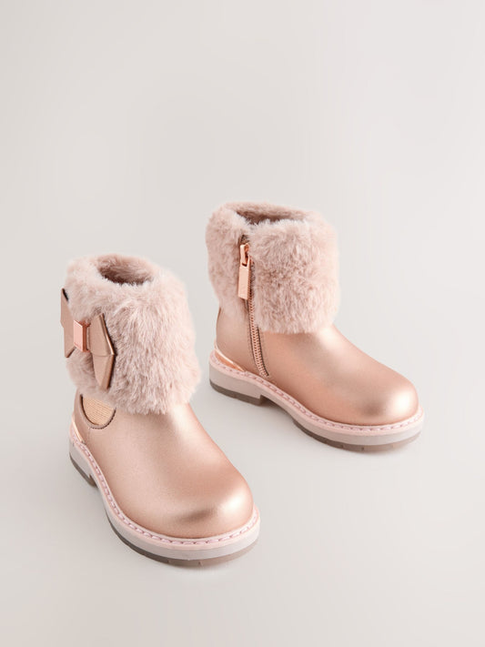 Dsiney Kidz - Baker by Ted Baker Girls Faux Fur Cuff Boots with Bow image 2