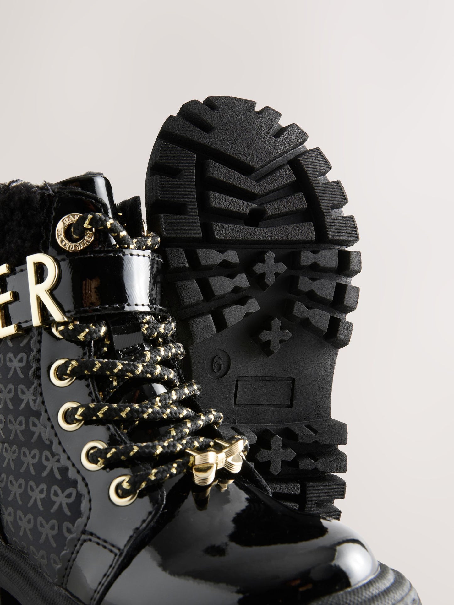 Baker by Ted Baker Girls Embossed Lace Up Chunky Black Boots image 7