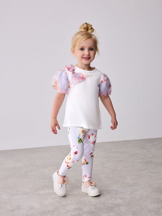 Baker by Ted Baker Organza Sleeve Bow Detail Top & Legging 2 Piece Set image 2