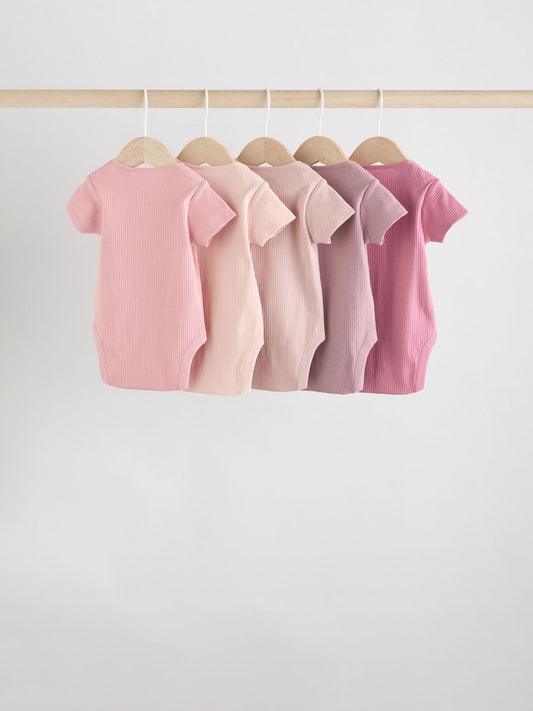 Dsiney Kidz - Pink 5 Pack Short Sleeve Baby Bodysuits image 2