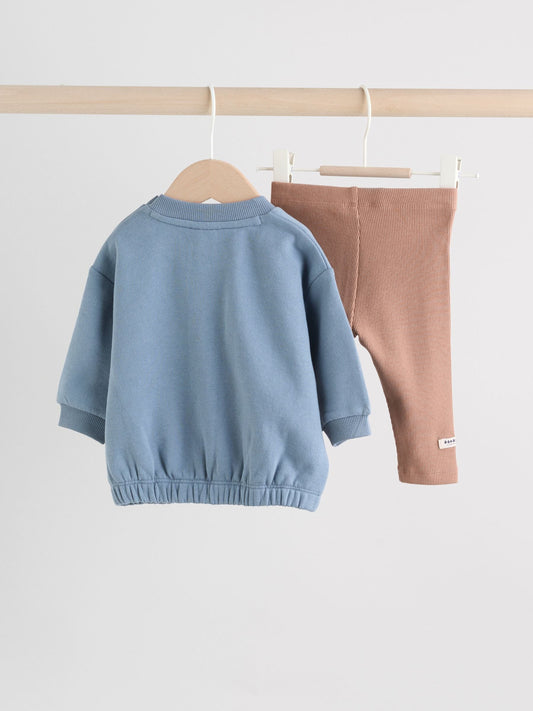 Blue Dino Baby Sweatshirt and Leggings Set (0mths-3yrs) image 3