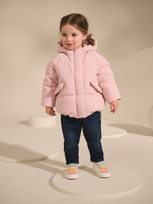 Pink Shower Resistant Faux Fur Lined Padded Coat (3mths-7yrs)