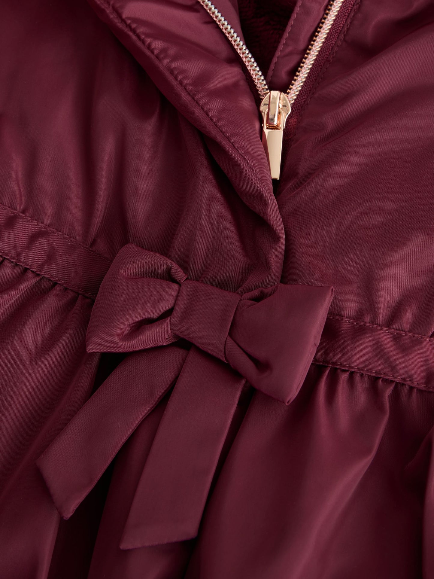 Burgundy Red Shower Resistant Skirted Coat With Bow Detail (3mths-7yrs)