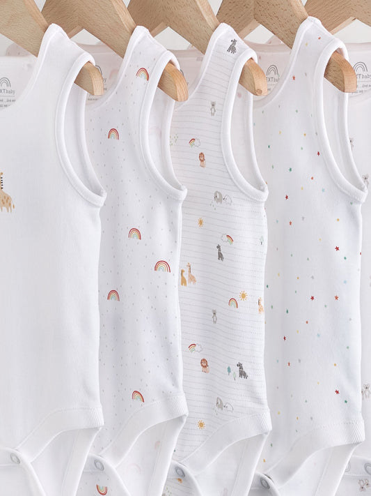 Dsiney Kidz - White 5 Pack Baby Vest Bodysuits image 2