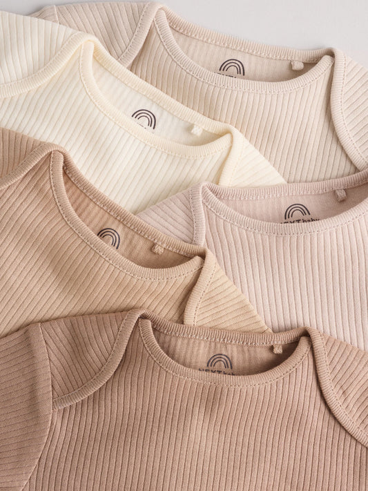 Cream Baby Long Sleeve Bodysuits 5 Pack image 3