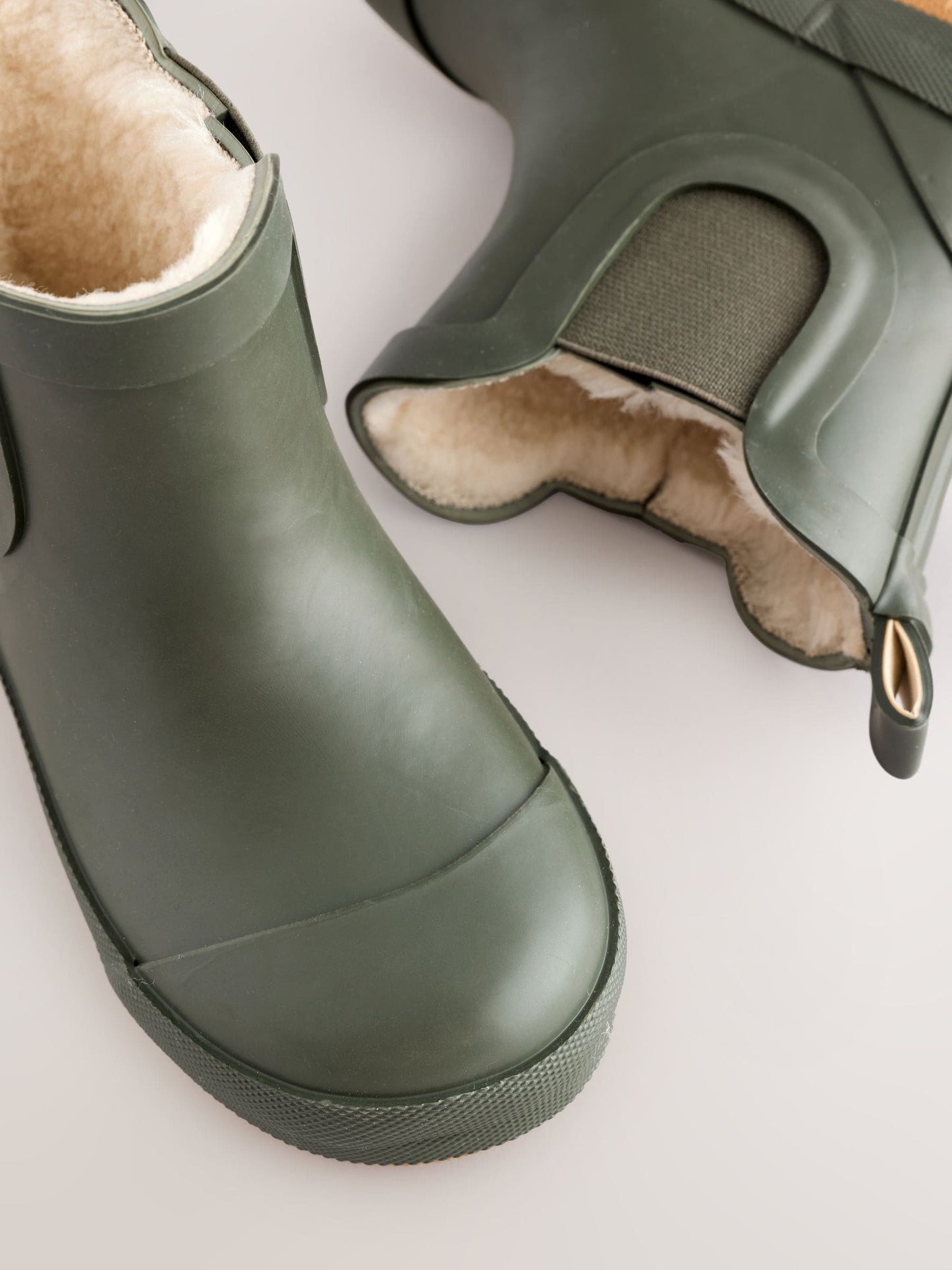 Khaki Green Warm Lined Ankle Wellies image 7