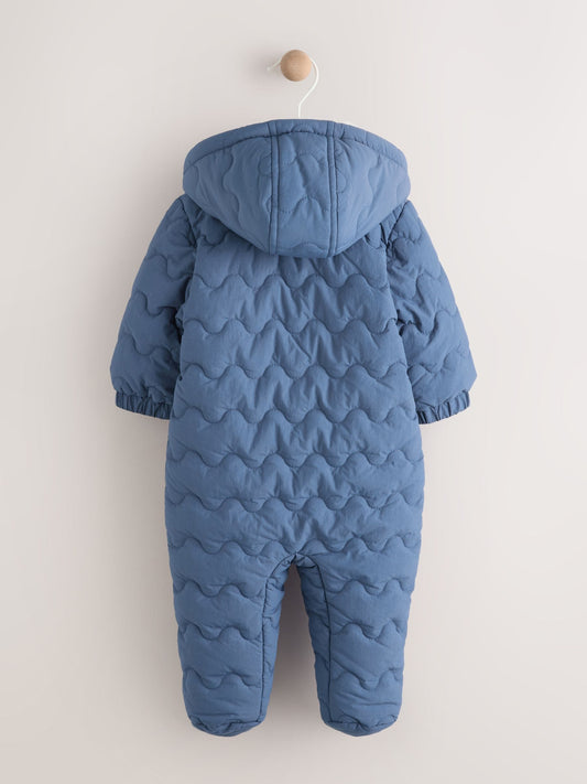 Navy Quilted Hooded Nylon Baby All-In-One (0-18mths)