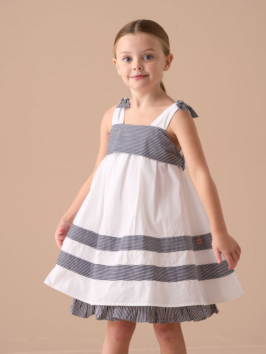 Dsiney Kidz - Angel & Rocket White Avery Pannelled 100% Cotton Tie Shoulder Dress image 2