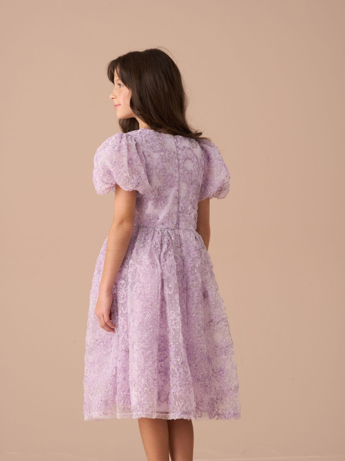 Dsiney Kidz - Angel & Rocket Purple Ines Purple Embellished Puff Sleeve Dress image 13