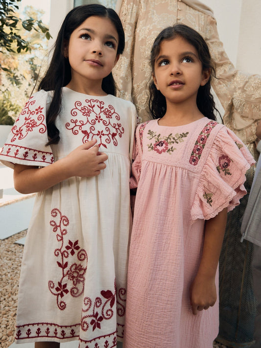 Dsiney Kidz - Angel & Rocket Nude Reyna Embroidered Balloon Sleeve Dress image 2