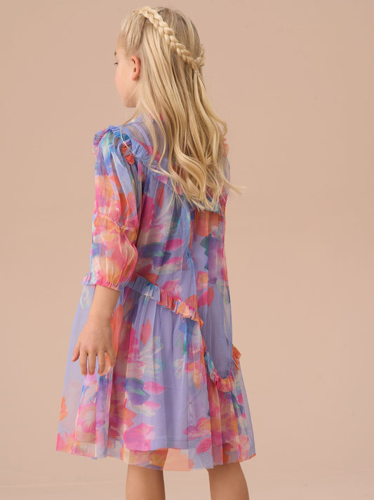 Dsiney Kidz - Angel & Rocket Beatrice Purple Asymmetric Frill Mesh Dress image 2