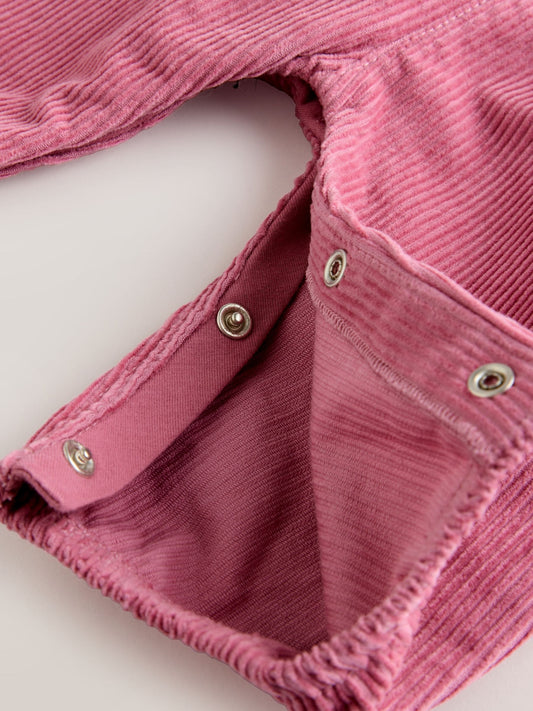 Pink Ditsy Baby Print Long Sleeve Bodysuit and Cord Dungarees Set 2 Piece (0mths-2yrs) image 3
