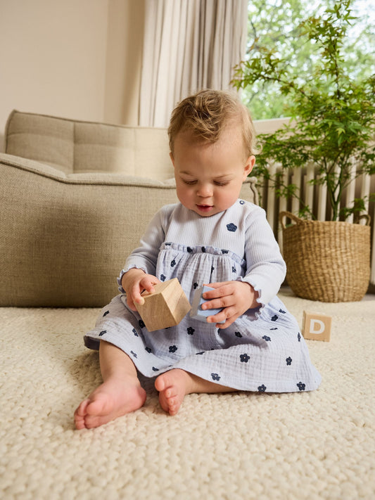 Blue/Green Flower Baby Jersey Dresses 2 Pack (0mths-2yrs)