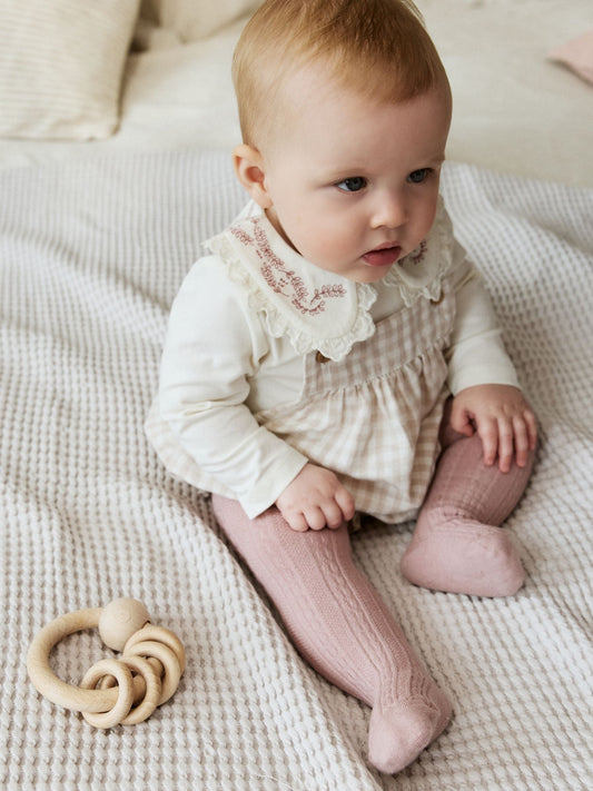 Pink Bubble Romper Long Sleeve Bodysuit Cardigan and Tights 4 Piece Set (0mths-2yrs) image 2