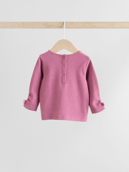 Burgundy Red Baby Long Sleeve Top and Leggings with Gilet Set 3 Piece (0mths-2yrs) image 3