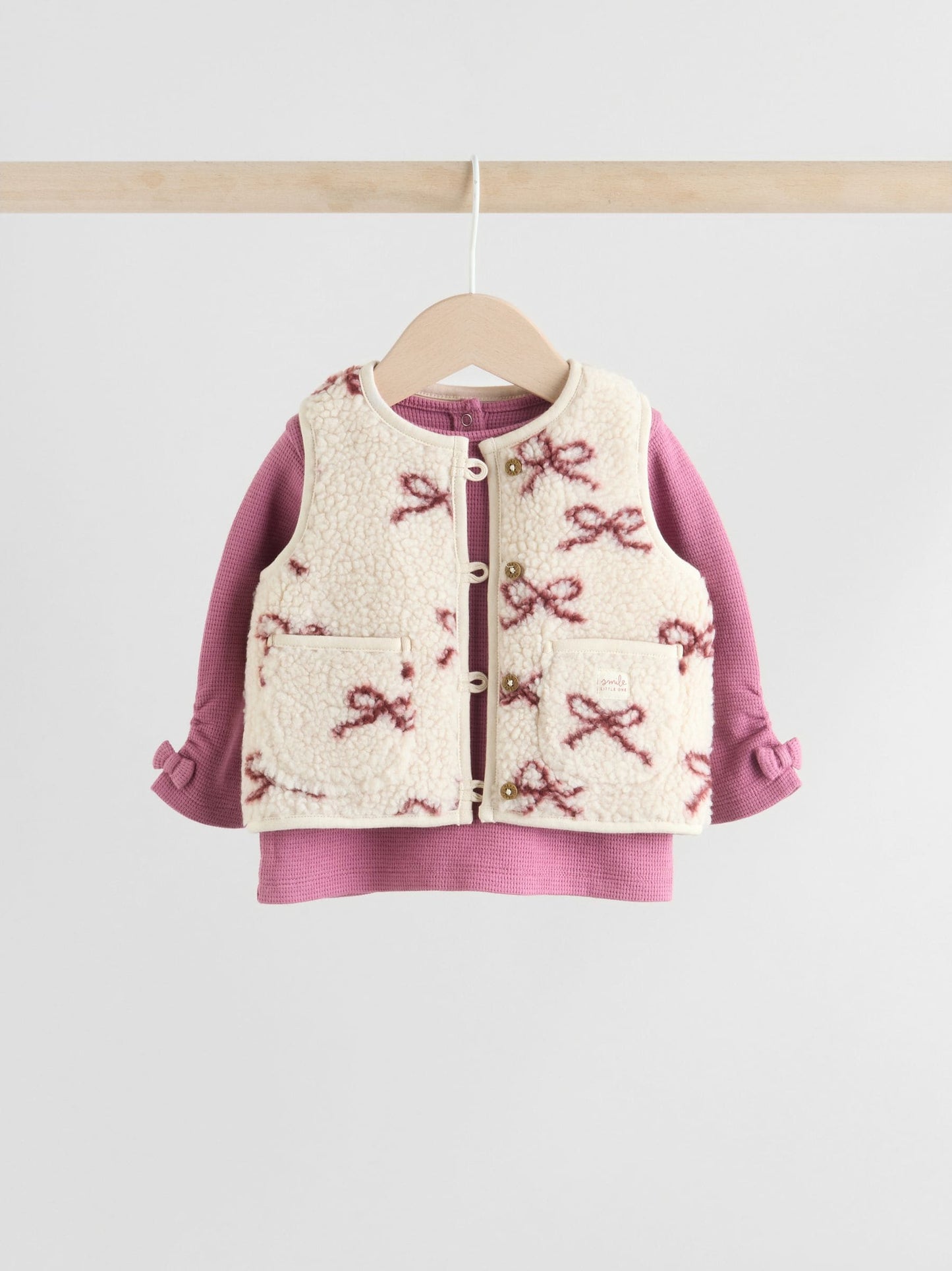 Burgundy Red Baby Long Sleeve Top and Leggings with Gilet Set 3 Piece (0mths-2yrs)