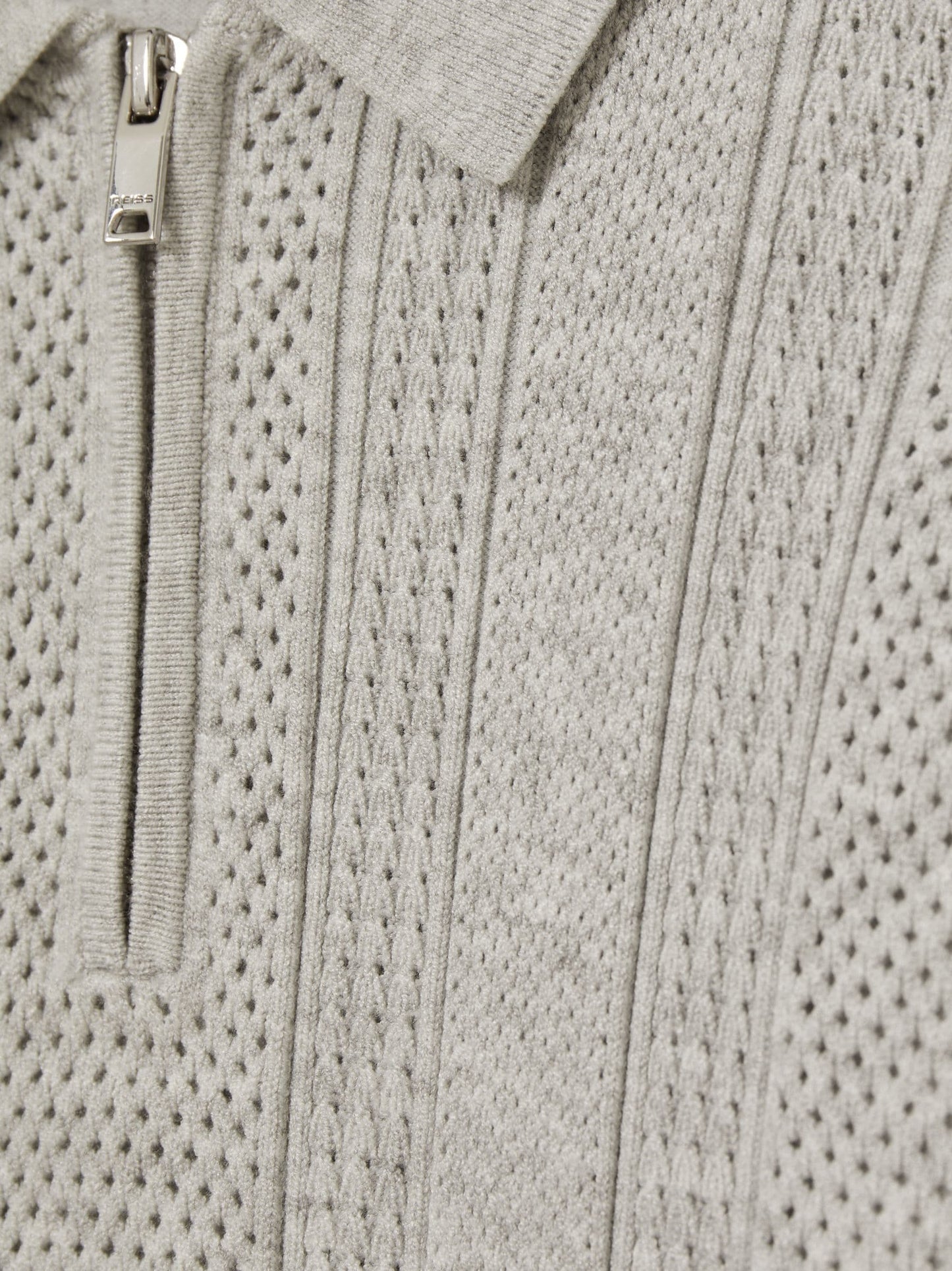 Dsiney Kidz - Reiss Grey Melange Texas 3-9 yrs Textured-Knit Half-Zip Polo Shirt image 4