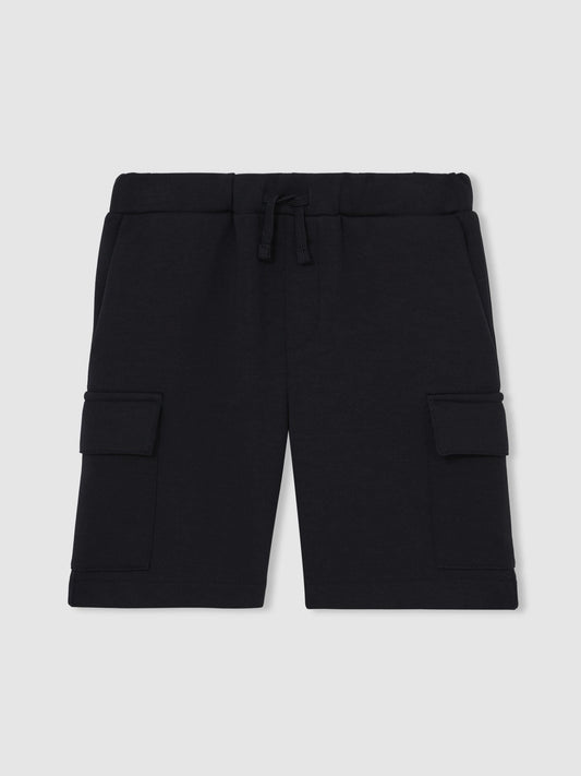 Reiss Navy Oliver 3-9 yrs Premium Interlock-Jersey Cargo Shorts image 2