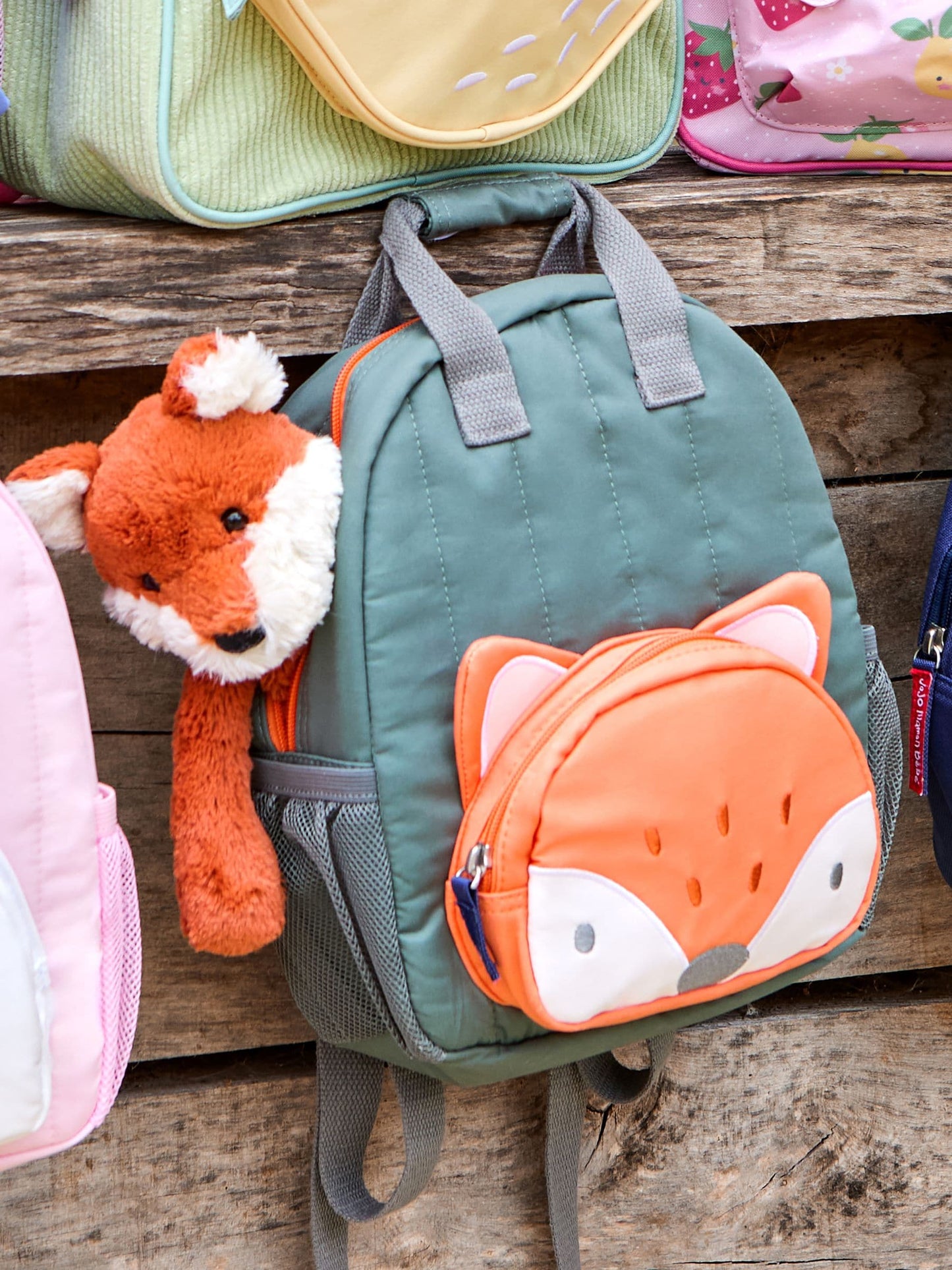 JoJo Maman Bébé Khaki Fox Character Backpack image 1