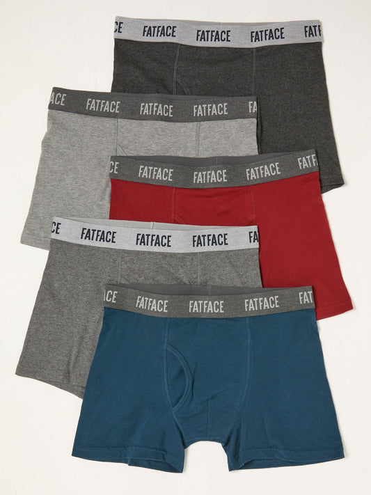 Disney Kidz - FatFace 5 Pack Grey/Red/Blue Classic Boxers image 1