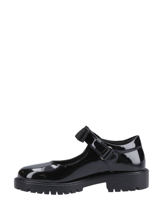Hush Puppies Black Junior Astrid Bow Patent School Shoes image 2
