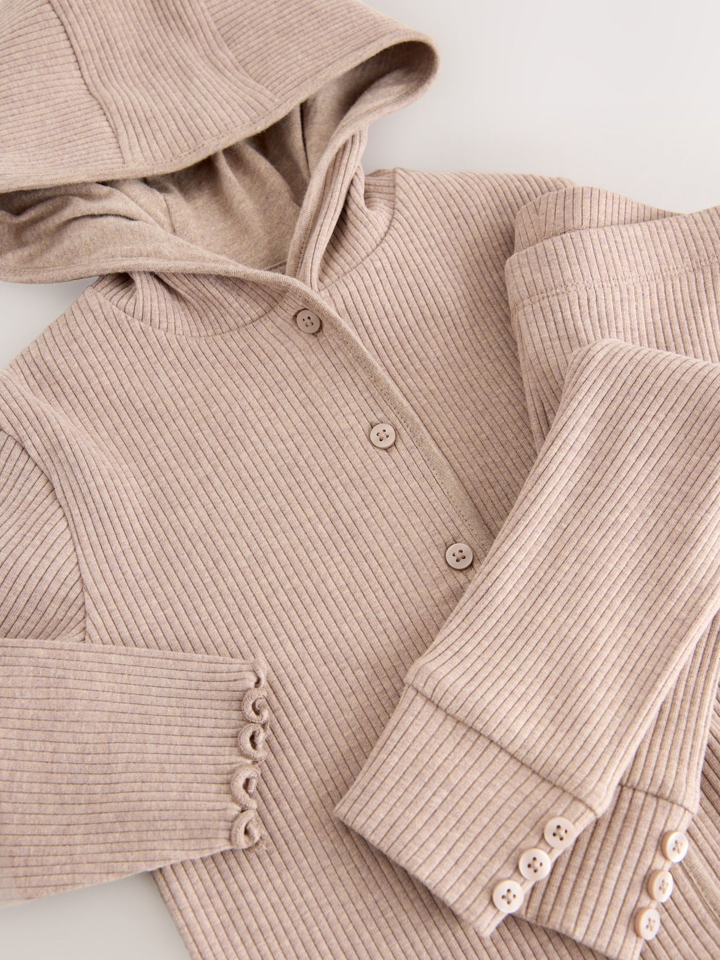 Brown Ribbed Hooded Cardigan and Leggings Set (3mths-7yrs) image 10