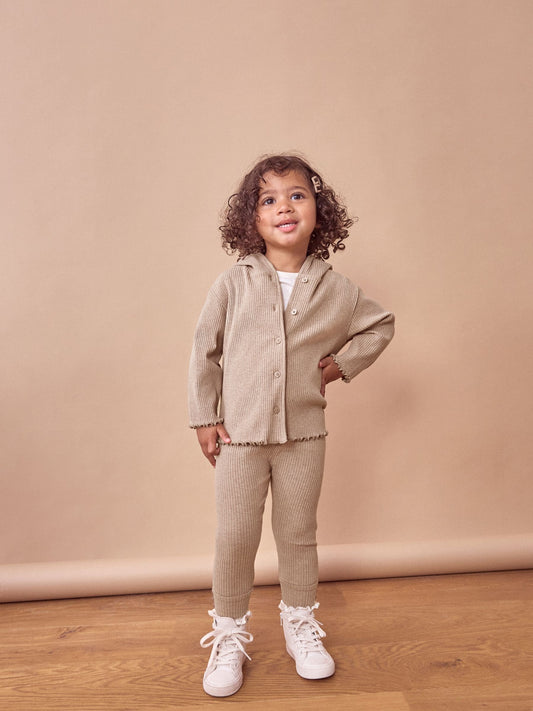 Dsiney Kidz - Brown Ribbed Hooded Cardigan and Leggings Set (3mths-7yrs) image 2