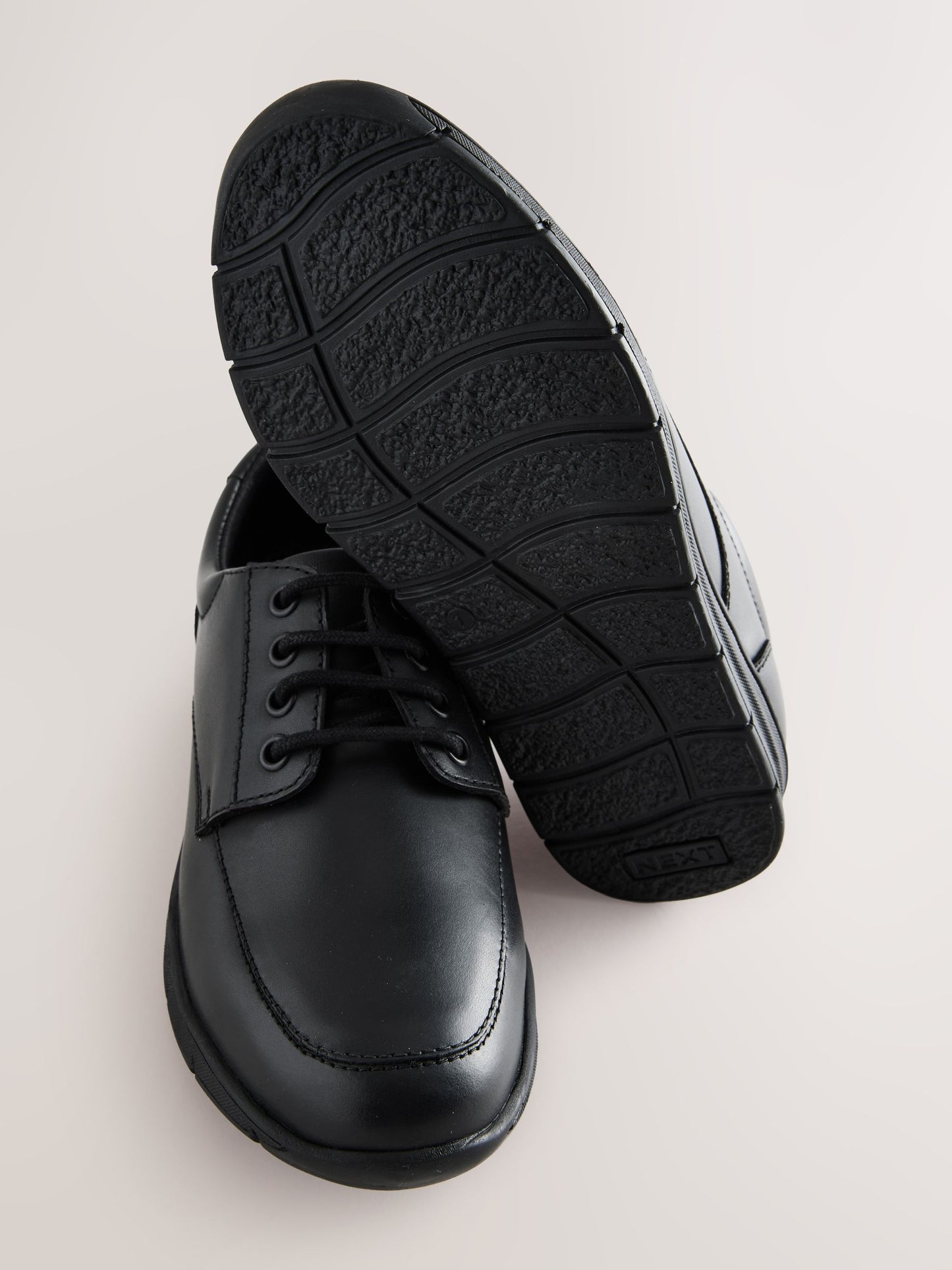 Black Standard Fit (F) Smart Leather Lace Up School Shoes image 5
