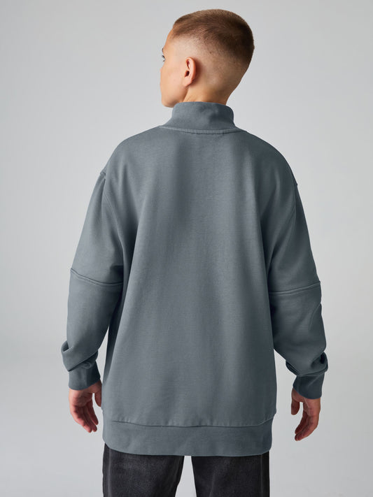 smALLSAINTS Dusky Blue Biggy Oversized Half Zipped Sweatshirt - image 2