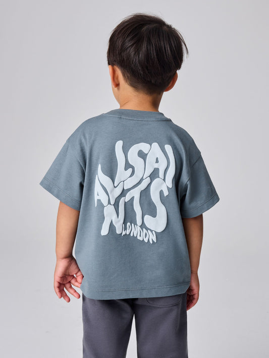 smALLSAINTS Slate Grey Orlando Logo Oversized Crew Neck T-Shirt image 3