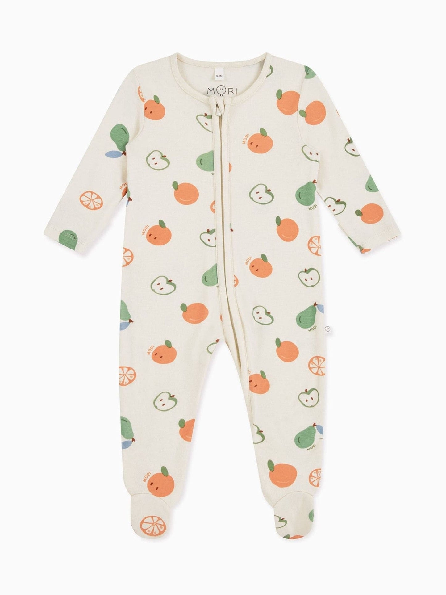 MORI Cream Fruit Print Supersoft 2 Way Zip Up Sleepsuit image 4