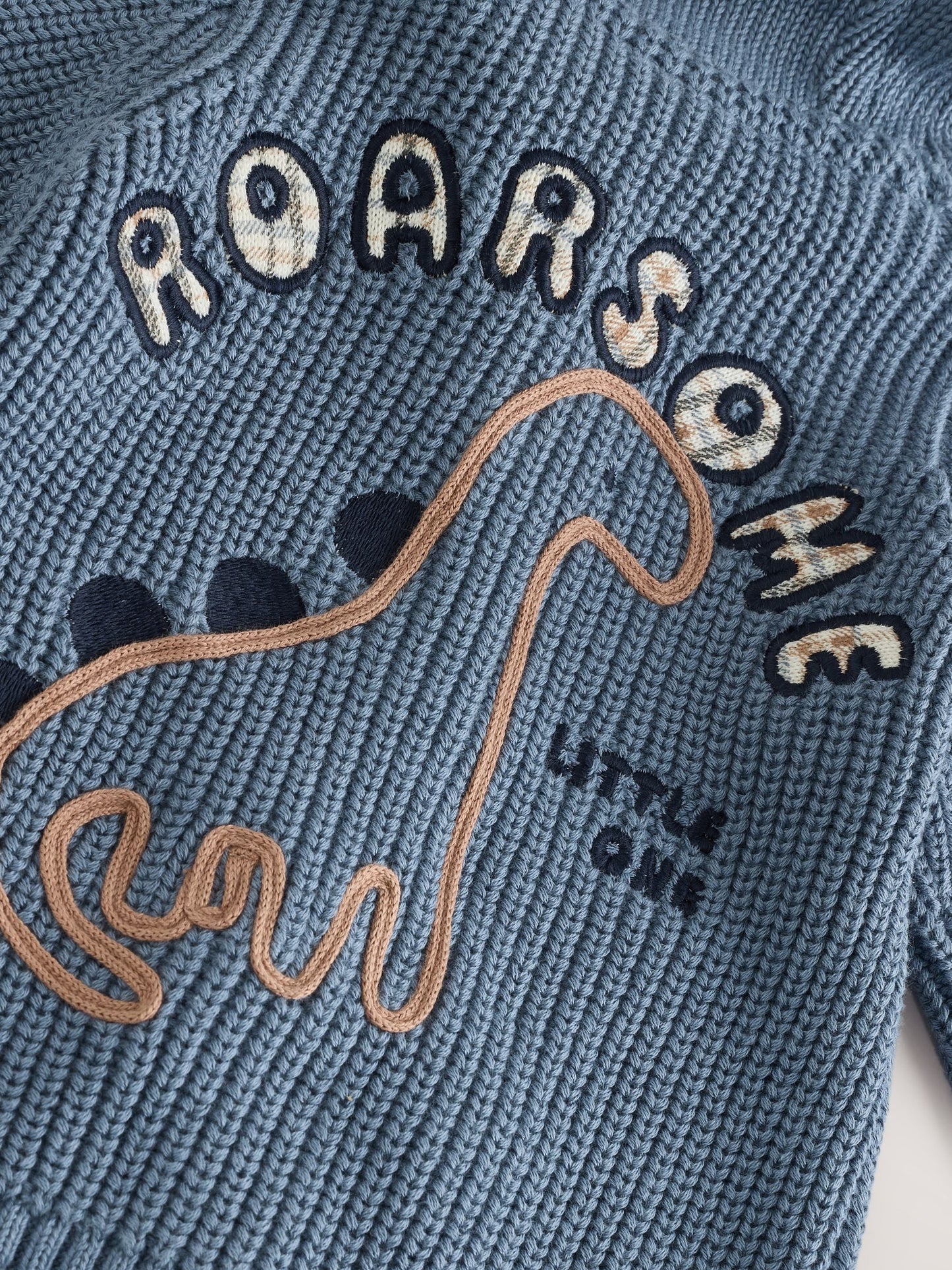 Navy Dinosaur Print Embroidered Baby Knitted Hooded Cardigan (0mths-2yrs)