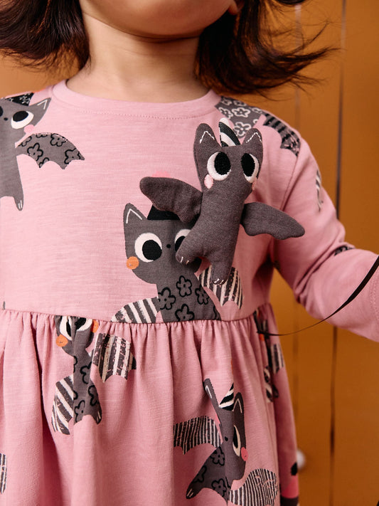 Pink Halloween Long Sleeve Embellished Dress (3mths-7yrs)