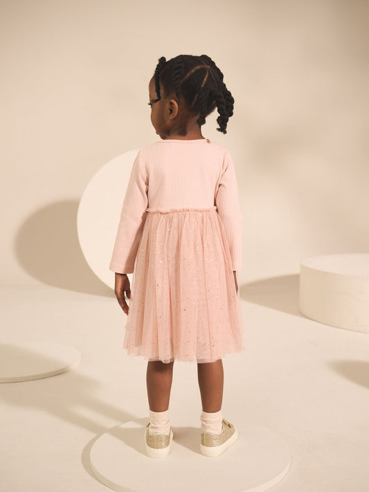 Pink Fairy Long Sleeve Mesh Party Dress (3mths-7yrs)