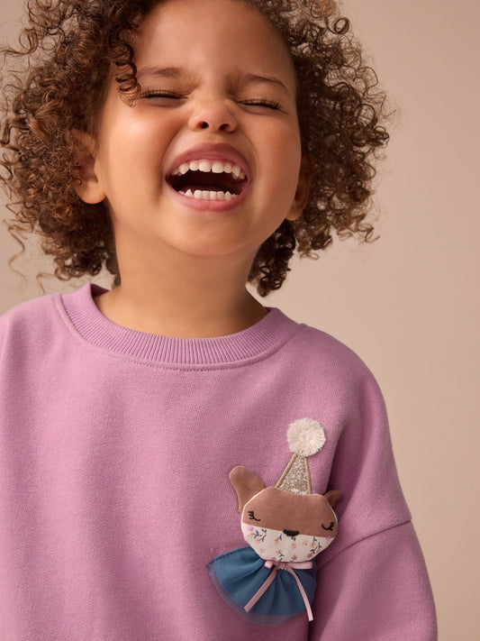 Purple Fox Sweat Party Dress (3mths-7yrs)