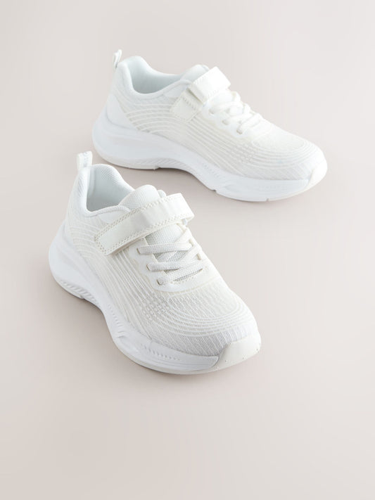 White Standard Fit (F) Elastic Lace-Up Trainers image 1