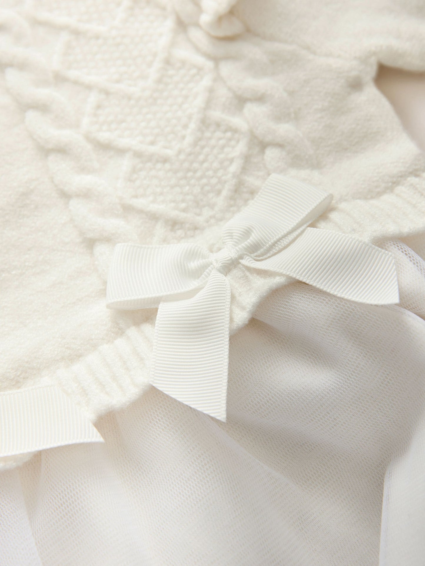 Baker by Ted Baker Cream Knitted Bow Detail Mesh Mockable Dress image 6