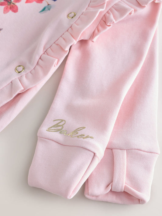 Baker by Ted Baker 2 Piece Frill Sleepsuit & Bib Set image 3