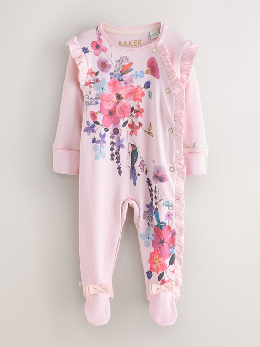 Baker by Ted Baker 2 Piece Frill Sleepsuit & Bib Set image 2