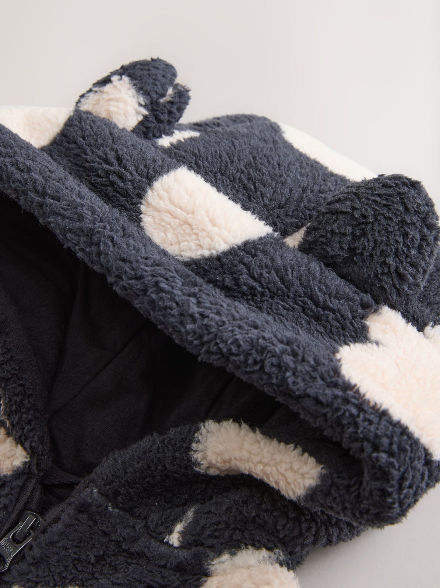 Black Heart Print Zip Through Fleece (3mths-7yrs)