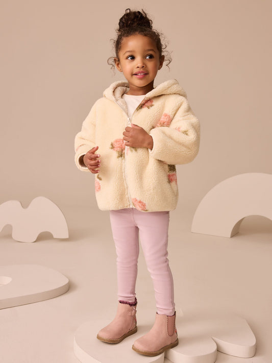 Cream Floral Print Zip Through Fleece (3mths-7yrs)